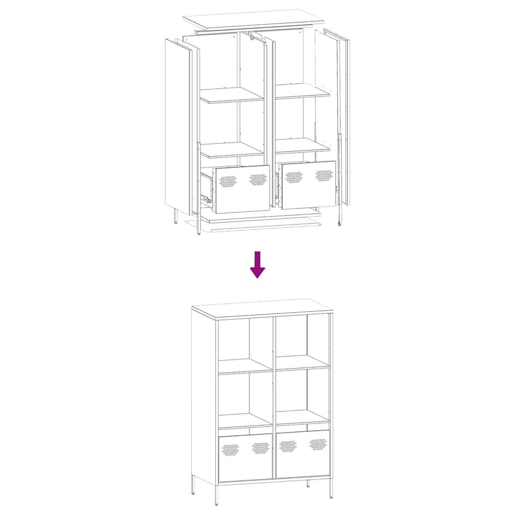 Highboard Black 68 X 39 X 103.5 Cm Steel