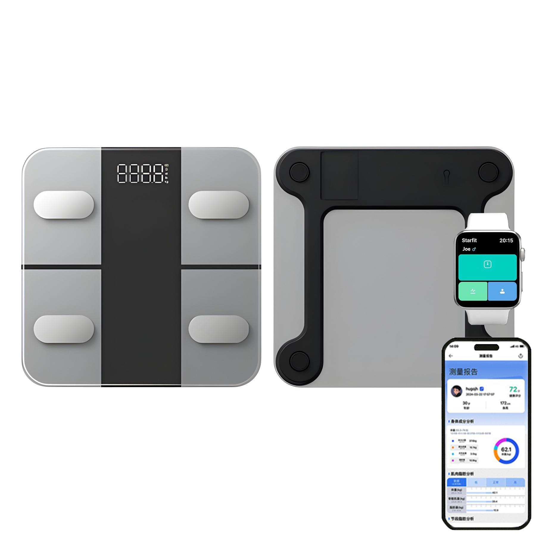 

Измерение жировой массы тела, цифровой большой экран весов для тела человека, 24 анализатора основных показателей тела, синхронизация с приложением