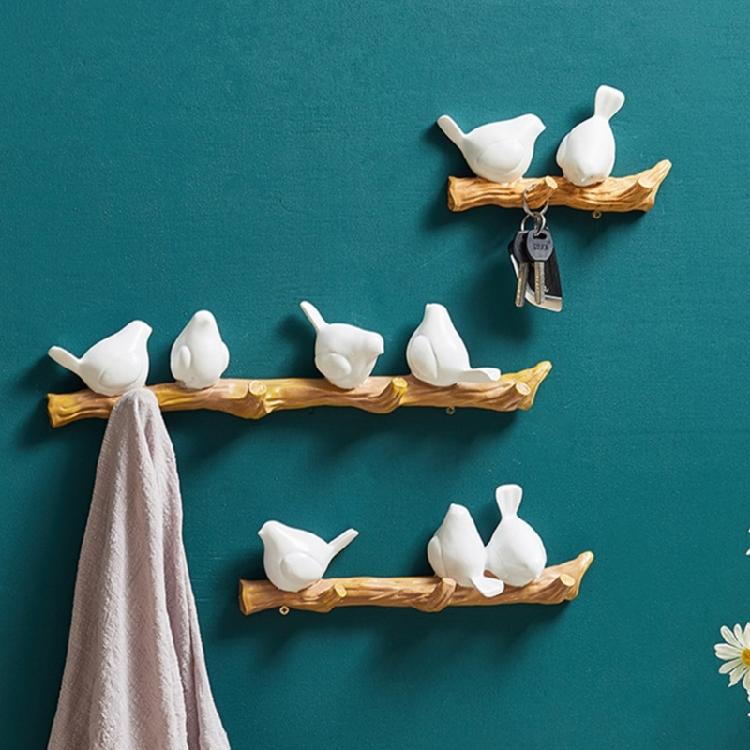 Easy Install Resin Bird Hook for Hanging Keys Hats Wall Mount Decorative Coat Hanger Kitchen Towel Storage Rack