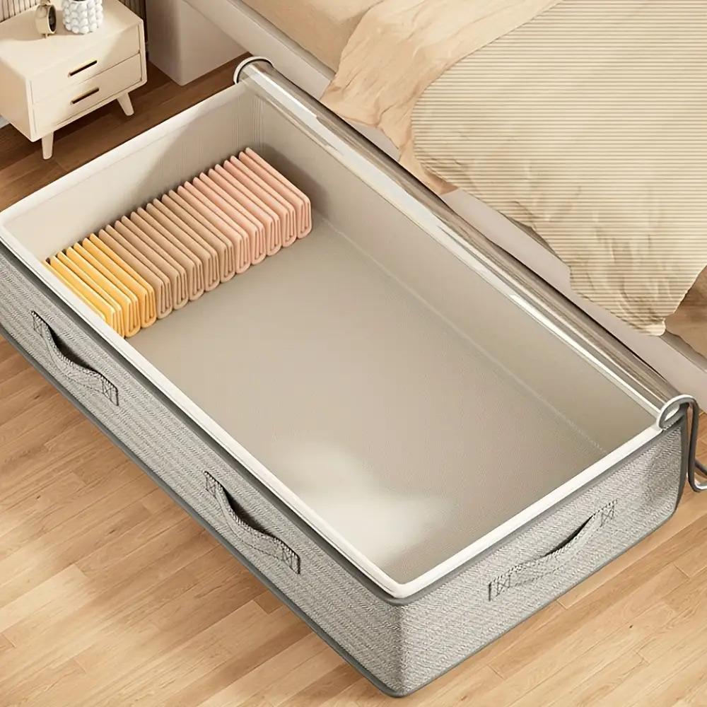 1 большая подкроватная коробка для хранения с ручками, штабелируемый прочный органайзер для одежды из нетканого материала, многофункциональное решение для хранения, экономящее место Large Under-Bed Storage Box with Handles