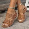 Fashion Large Size Vintage Shoes Women's 2025 Summer New Comfortable Hollow Flower Platform Sandals Female Lightweight Wedge Slippers