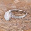 White Fire Opal Big Oval Ring Cute Egg Shape Stone Engagement Rings For Women Antique Silver Color Wedding Bands Fashion Jewelry