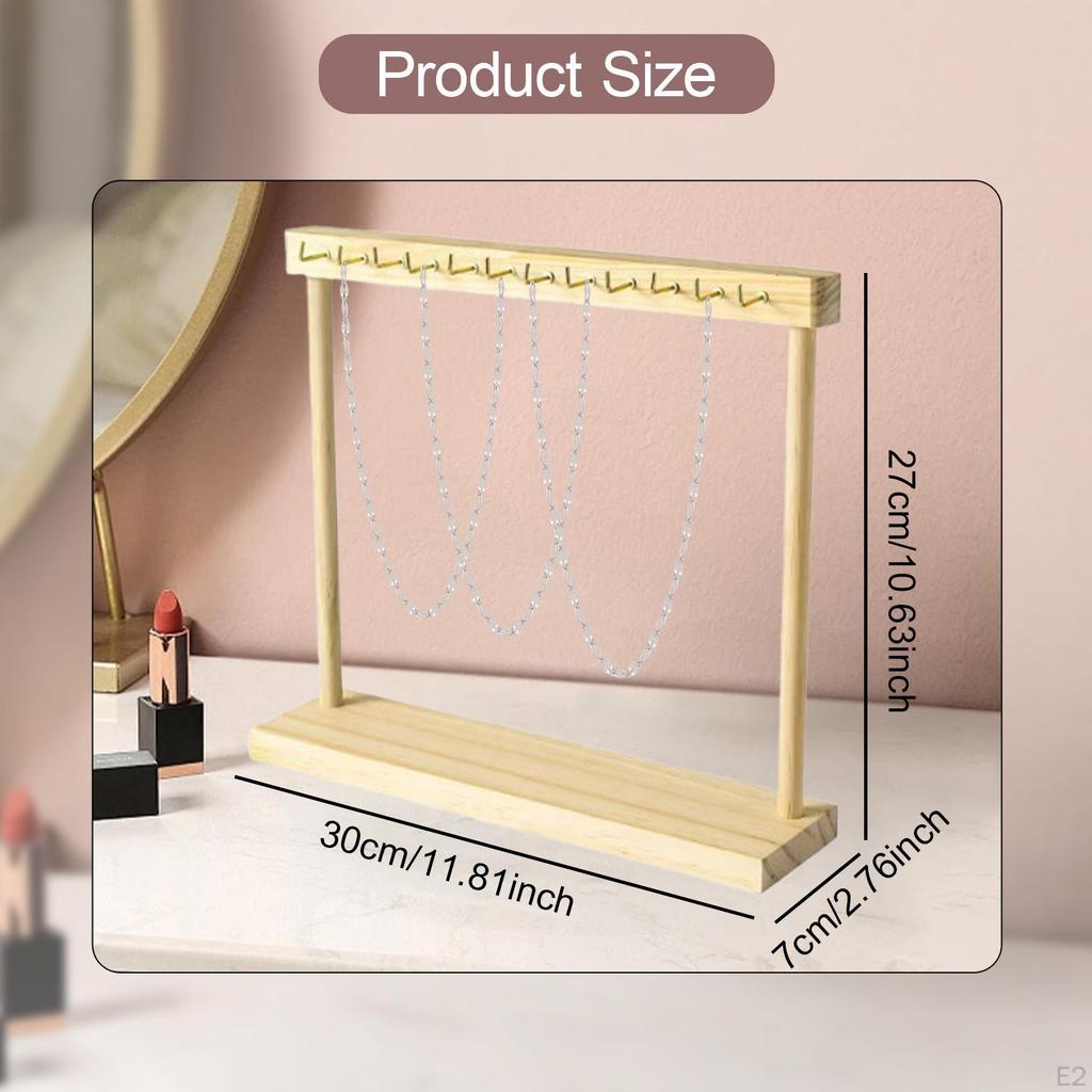 Necklace Display Holder Hanging Hooks Wood Jewelry Organizer Hanger for Shop