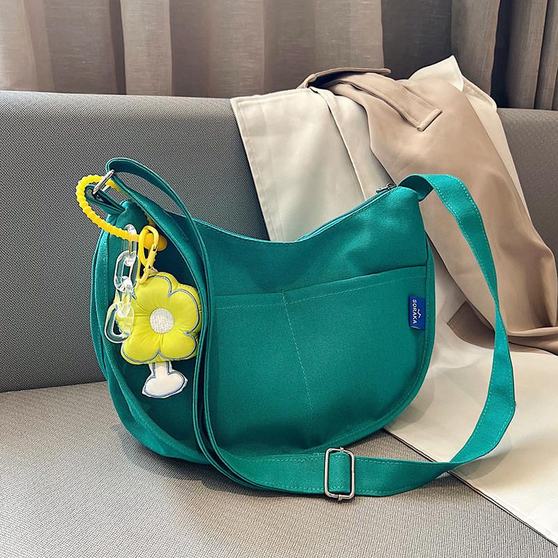 Chic Canvas Tote Bag Trendy Street Style Medium Messenger Bag For Daily Use