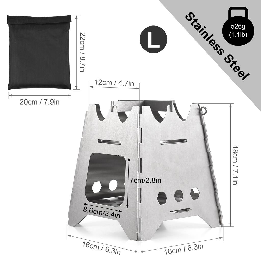 Zusammenklappbarer Campingkocher, Holzofen, tragbarer Edelstahl-Rucksackkocher, Alkohol