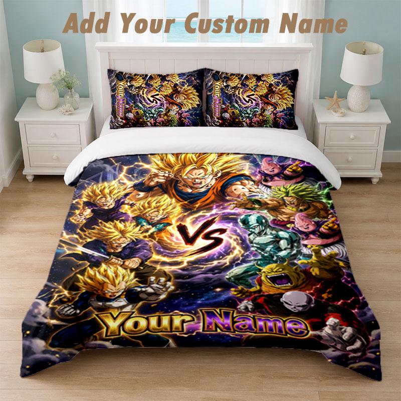Bedding Set 1 Duvet Cover 2 Pillowcases Dragon Ball Print Soft Bed Linen Bedroom Decor