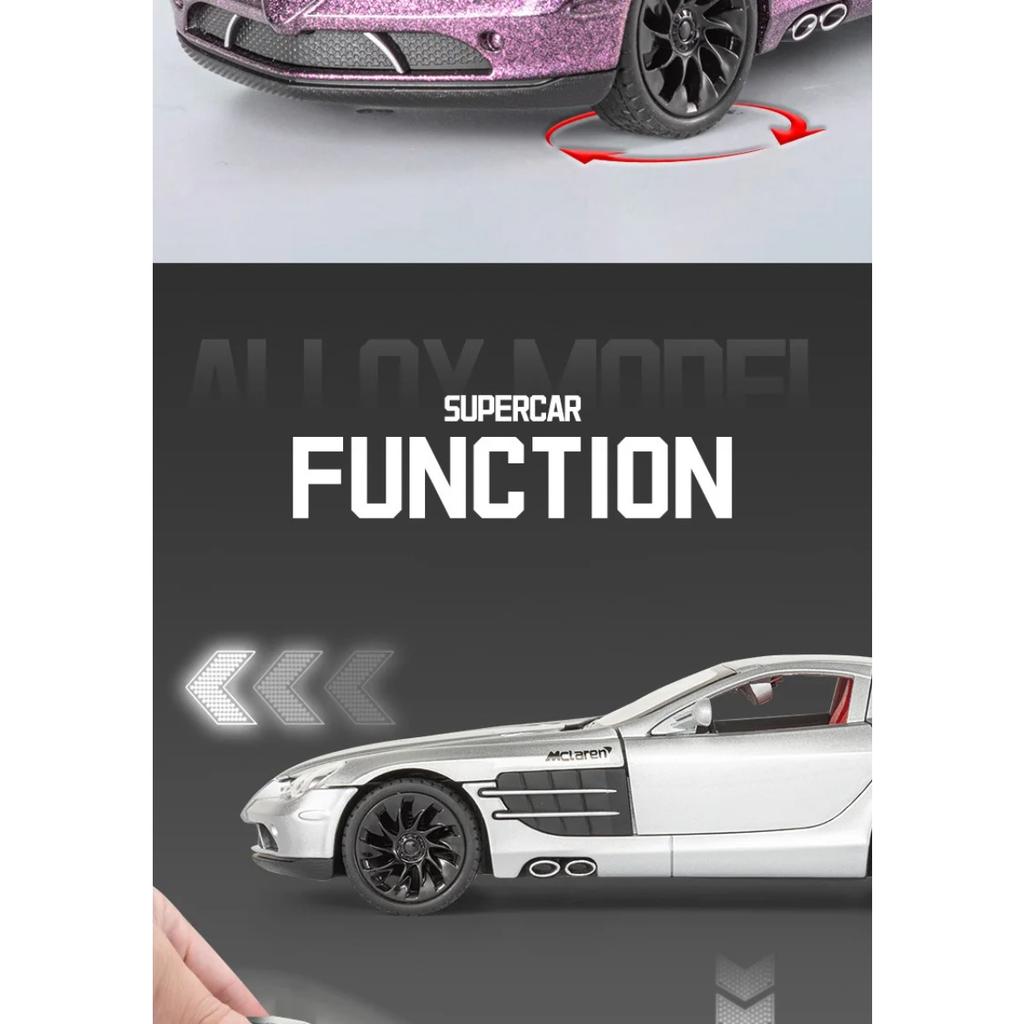 1/24 BENZ SLR 722S Alloy Sports Car Model Diecast Metal Track Racing Car Vehicles Model High Simulation Sound and Light Kids Toy Gift