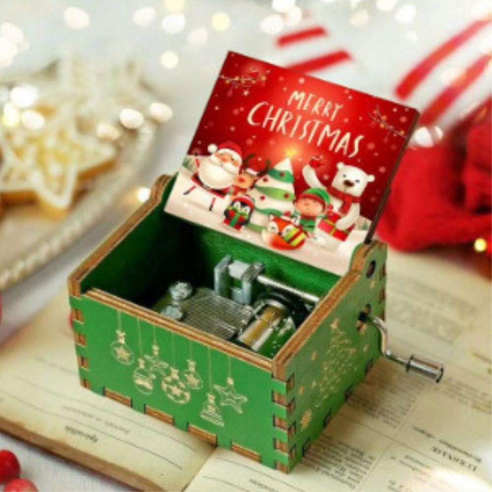 Wooden Hand Crank Music Box Anime Theme Halloween Merry Christmas Decoration Home Christmas Birthday Gift