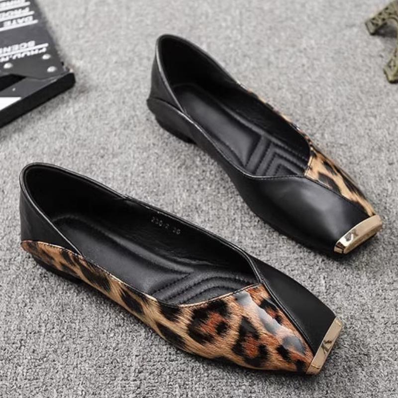 Leopard Print Slip-on Square Toe Shoes for Women Cheap Liquidation Low Price Korean Style Stylish Popular Elegant 39 Woman Flats