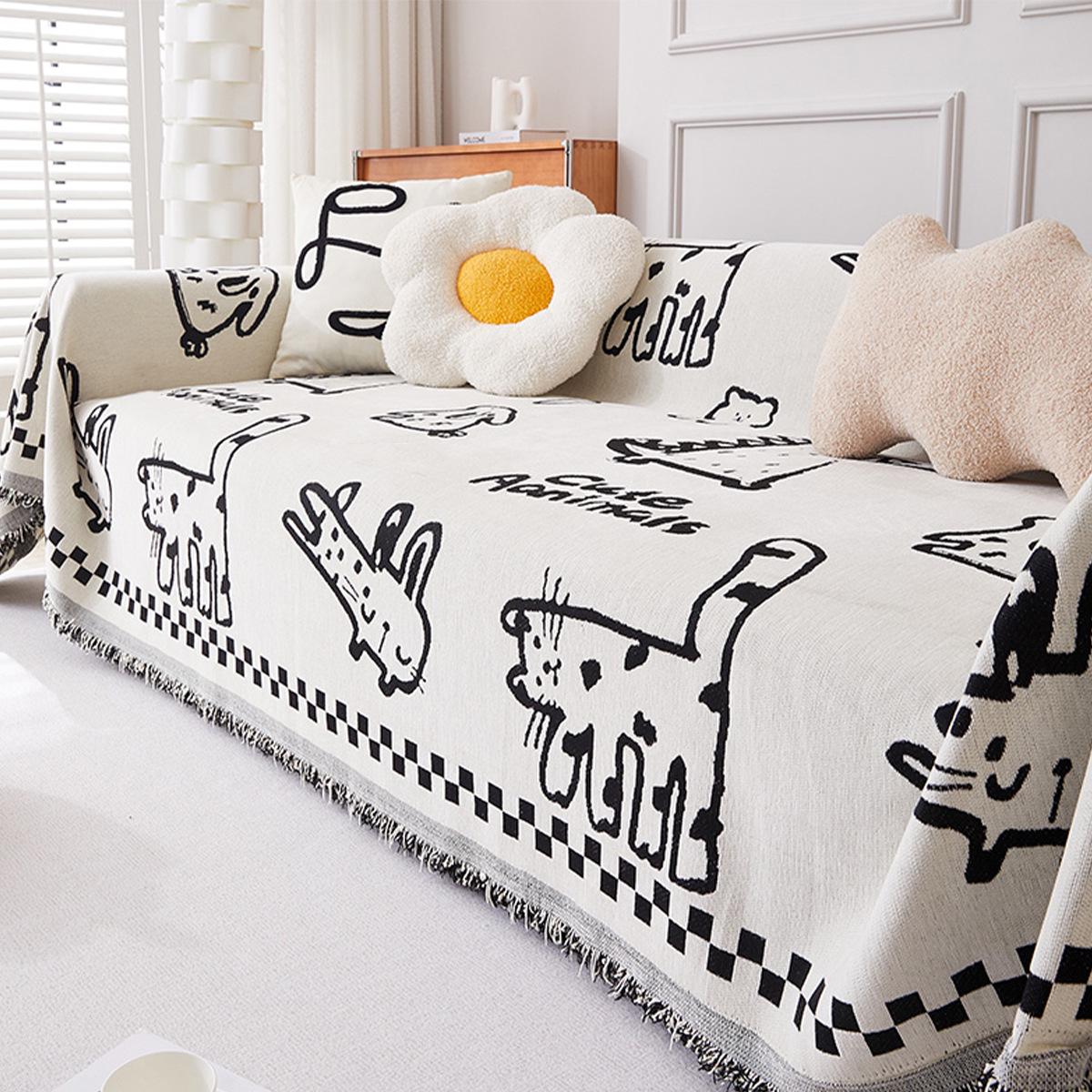 

Four-Season Plush Non-Slip Cream Sofa Cover 130x180 cm