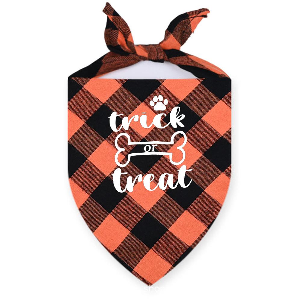 Happy Halloween Dog Bandanas Classic Plaid Fall Holiday Pet Bandanas Scarf Triangle Bibs Kerchief Gift Decoration for Dog Cat