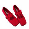 National Style New Chinese Style French Inner Height Increase Single Shoes Women's 2025 Spring Red Chinese Knot Temperament Matching Skirt Mary Jan