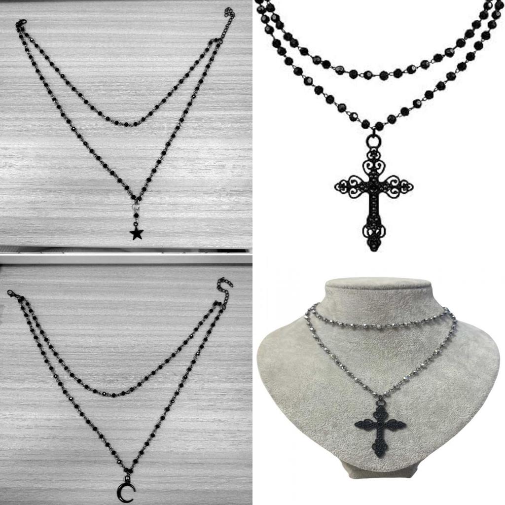 Gothic Cross Necklace For Women With Alloy Pendant And Punk Style Fashion Accessory