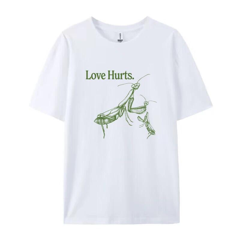 90s Retro Grunge Insect Tee Shirt Love Hurts Hippie Funny Unisextis TShirt Women Unisex Cool Sarcastic T Shirts Cotton Graphic Tops S