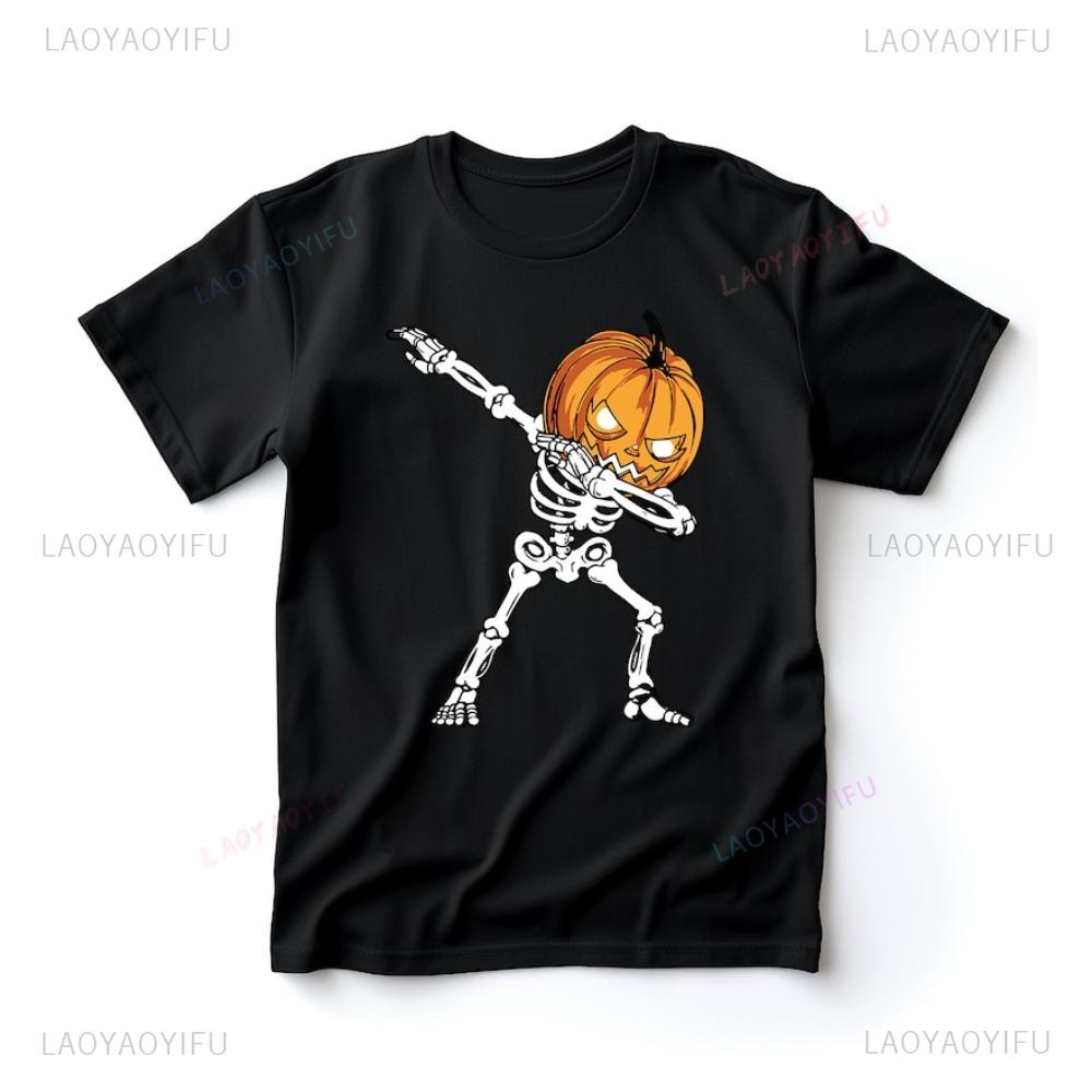 Dabbing Pumpkin Skeleton TShirt Unisex Halloween Shirt Unisexs Womens Fancy Dress Halloween TShirt Fashion Casual Festival Tee S