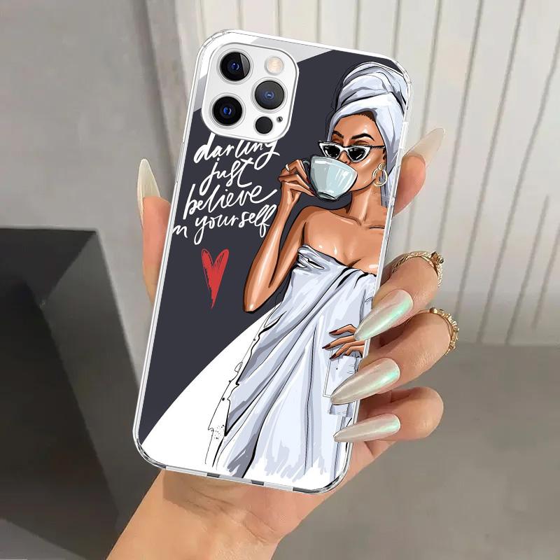 Girl Boss Female Coffee Phone Case for Iphone 17 Air 16 15 Plus 14 13 Mini 12 11 Pro Max 16E 7 8 SE 2020 Soft Funda Print Shell