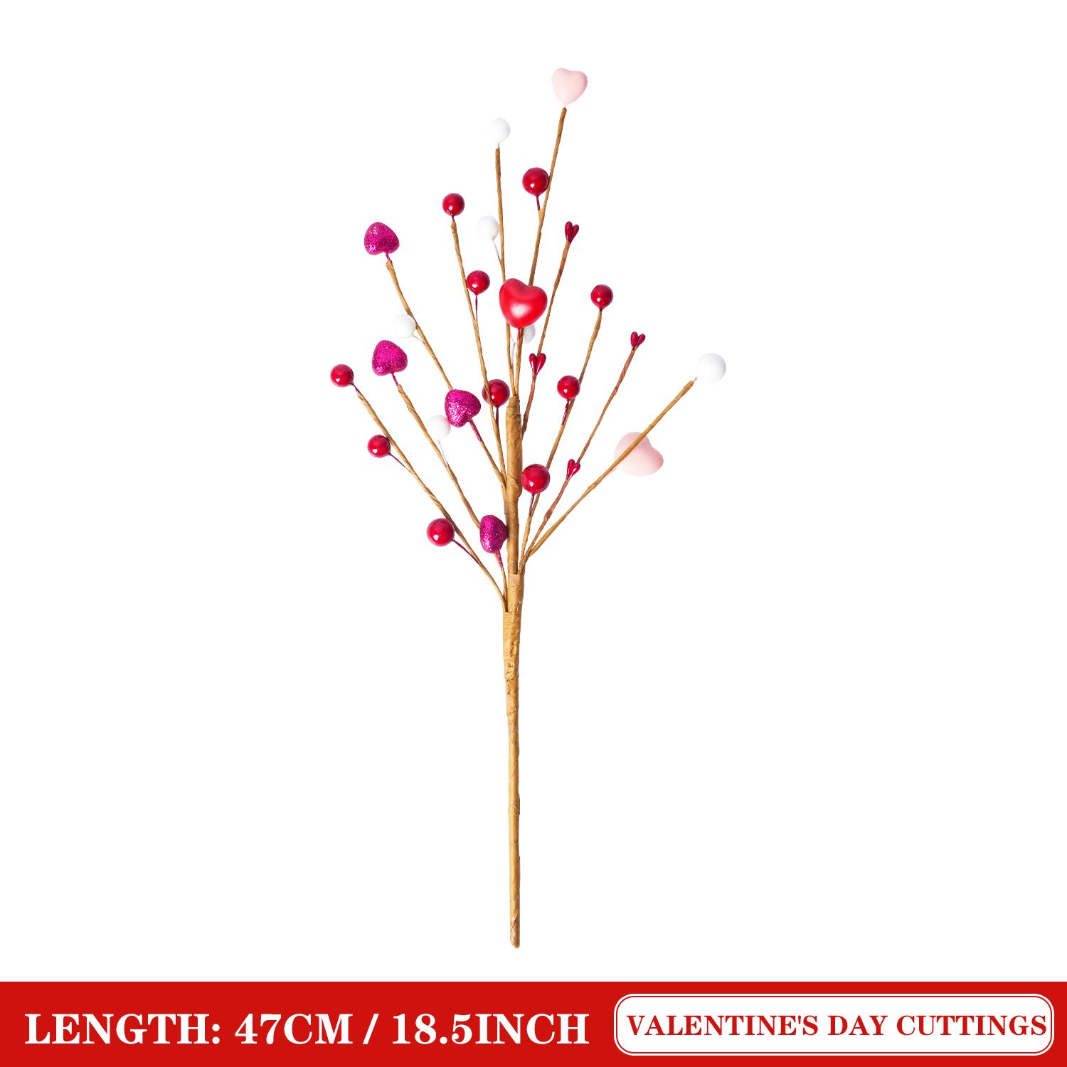 

1/5PCS Valentine s Day Heart shaped Berry Artificial Flower Branch DIY Home Wedding Proposal Party Decoration 1PC