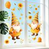 Yousheng 2Pcs Bee Gnome Glass Decal, Clear Electrostatic Window Clings, Summer Floral Pattern Window Sticker for Kids Room Balcony