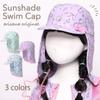 Swim Cap for with UV Seashell Size M [Arisana] Kids' Girls, Brim, Protection, Pattern, Blue, (52-56)