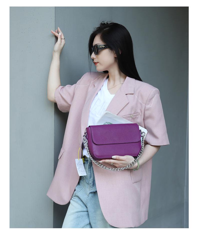 Korean Style Cowhide Chain Shoulder Bag - Elegant Summer Fashion for Women