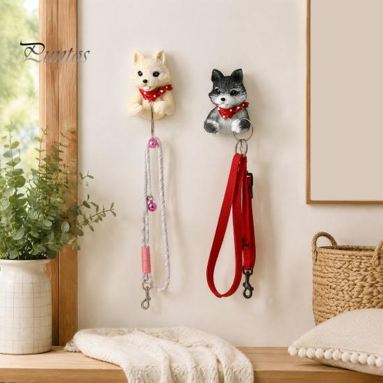 Nail Free Socket Hanger Puppy Power Outlet Hook, Self Adhesive Wall Mounted Cord Organizer, Resin Cute Decor for Wires Cable Management Holder
