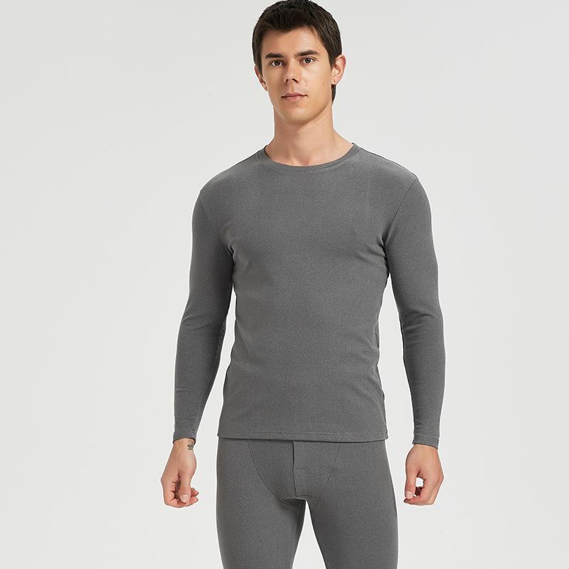 Schwarz & Weiß Rundhals Gebürstetes Thermounterwäsche-Set: Unisex Elastische Einfarbige Warmwäsche