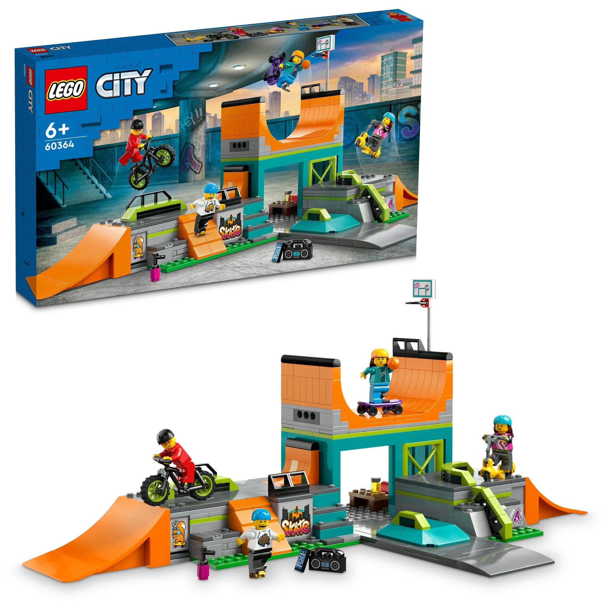 

LEGO City Скейт-парк 60364, подарок из игрушечных блоков для строительства города, для мальчиков и девочек от 6 лет и старше