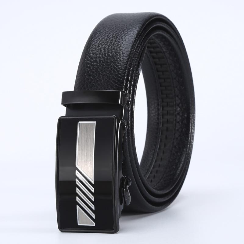 Belt Men'S Business Automatic Buckle Belt Scratch Resistant Lychee Pattern Belt Body Stall