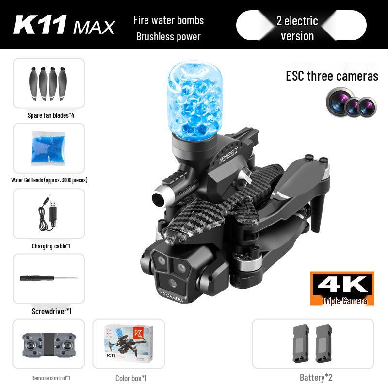 K11Max Drone: Brushless Motor Quadcopter with Triple Cameras, Water Bomb Launch, Remote Control