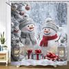 3d Shower Curtain Merry Christmas Printed Polyester Bathroom Curtain Cartoon snowman Bath Screen Home Decoration Curtain