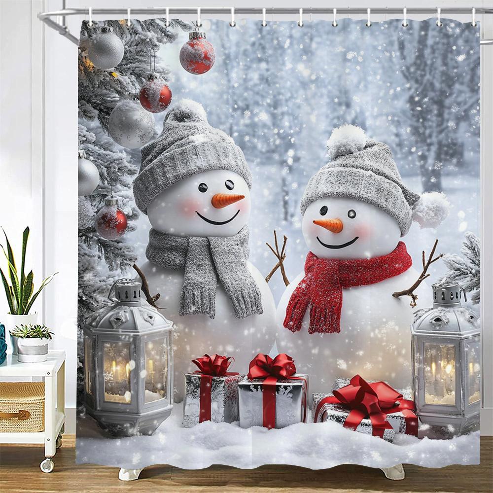 3d Shower Curtain Merry Christmas Printed Polyester Bathroom Curtain Cartoon snowman Bath Screen Home Decoration Curtain