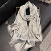 Simulation Silk Fashionable And Elegant High-End Long Silk Scarf Short Beard Shawl Long Scarf Tencel Cotton Gold Silk Scarf