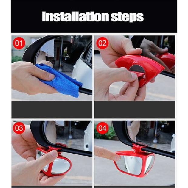 Car Left Driver Convex Mirror Blind Spot Adjustable Angle for Front Rear Wheel