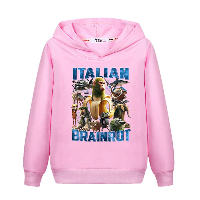Italian Brainrot Shimpanzinni Bananini Hoodie for Boys Spring and Autumn Cotton Jacket Kids Sweatshirt