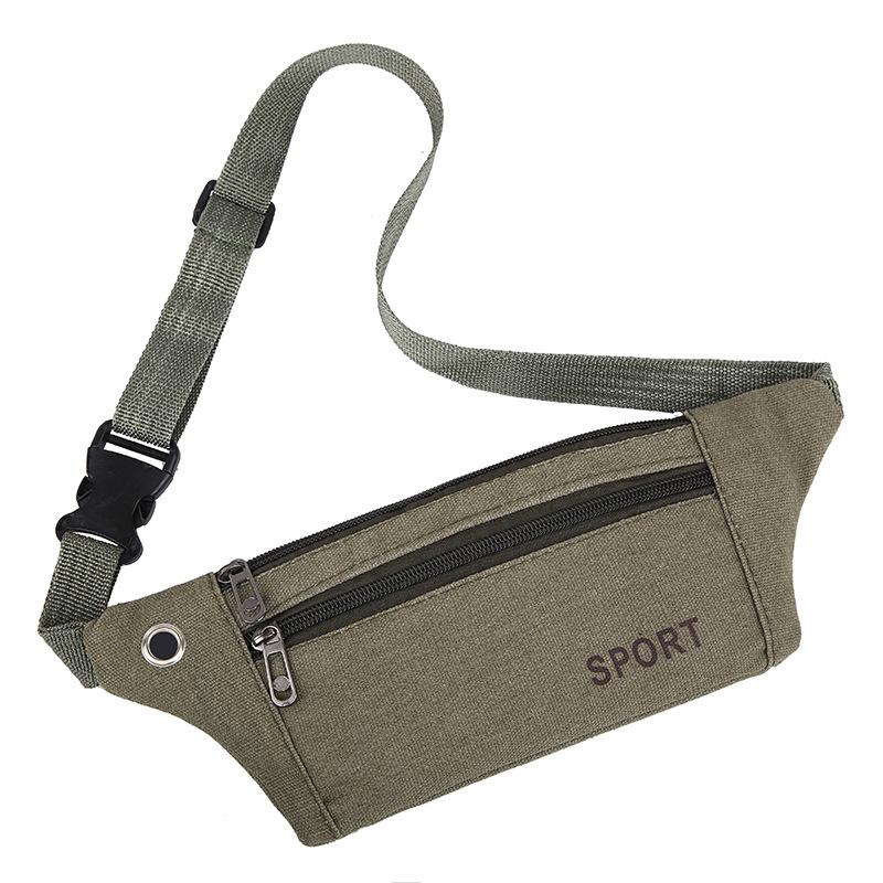 Men's Canvas Waist Bag Breathable Outdoor Sports Hiking Chest Bag Men's Mobile Phone Bag