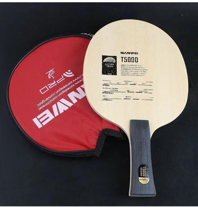SANWEI T5000 Carbon Table Tennis Paddle: 5-Ply Wood, 2-Ply Carbon, for Beginners and Intermediate Loop Attackers.