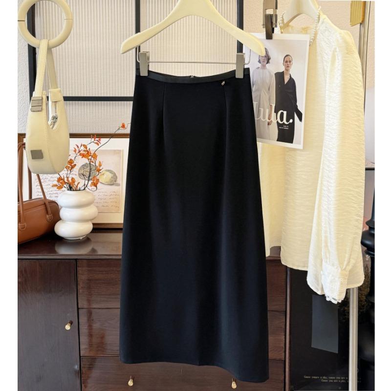 Micro-elastic drape slim fit fashion straight skirt spring new commuter high waist skirt split step skirt