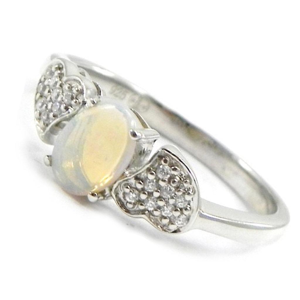 Silver Ring 'Goddess Opal' White Silver (rhodium) - 18x7 Mm