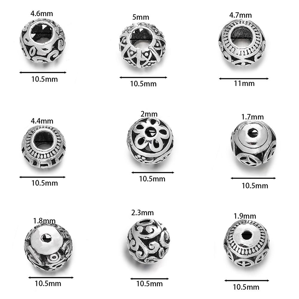 5pcs Multiple Styles Alloy Hollow Loose Bead Big Hole Spacer Beads for Bracelet Necklace Keychain Jewelry Making Accessories