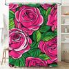 Vibrant Pink Rose Shower Curtain Bold Floral Print Bath Decor for Bathroom Remodeling Extra Long Water Repellent Fabric 72x84 In