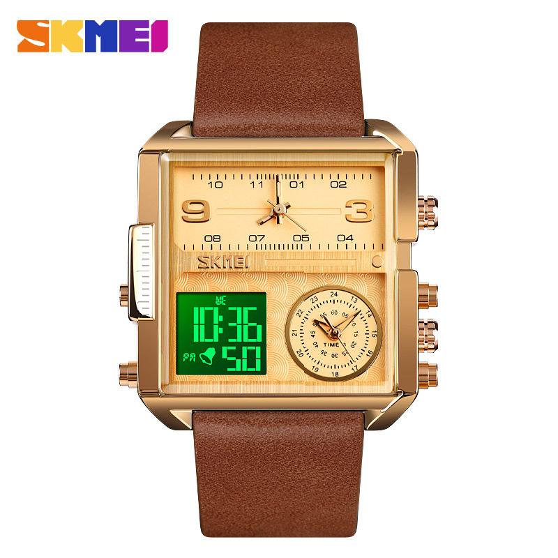 SKMEI Men's Quartz Movement Watches 3 Times Multi-functional Men Sports watch Top Luxury Brand Military Digital Wristwatch reloj