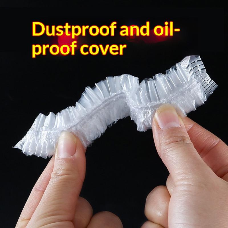 50Pcs Disposable Plastic Dust Cover Elastic Transparent Waterproof Protective Bag For Kitchen Appliance Household Use