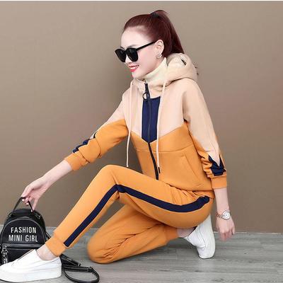 Fashion 2 Piece Set Women's Sports Suit, Warm Sweatshirt and Pants, Hooded Tracksuit Set
