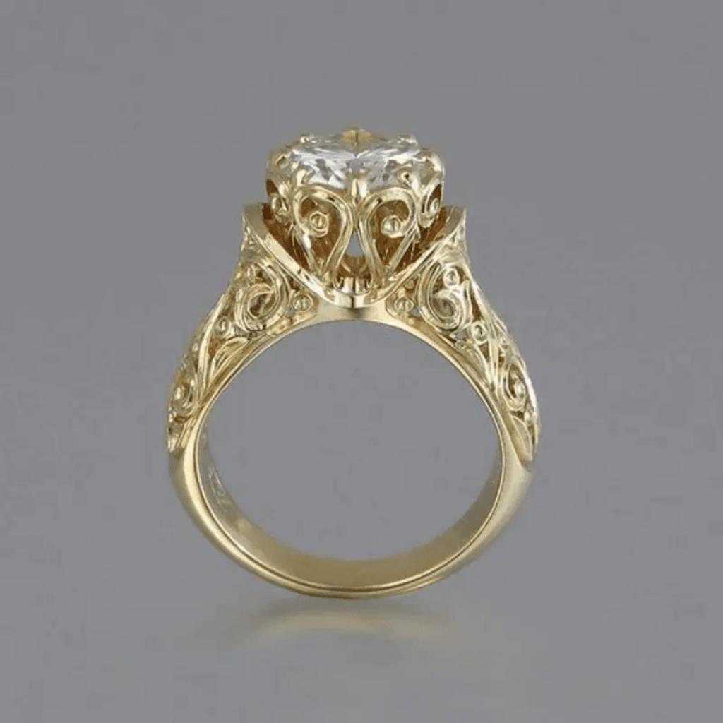 1pc Women's Retro Synthetic Zircon Ring, Exquisite Floral Design Ring, Suitable for Wearing, Holiday Gift Giving