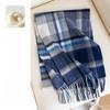 Cashmere Scarf for Men In Winter High Quality Blue and White Plaid All Match Warm Scarf for Women