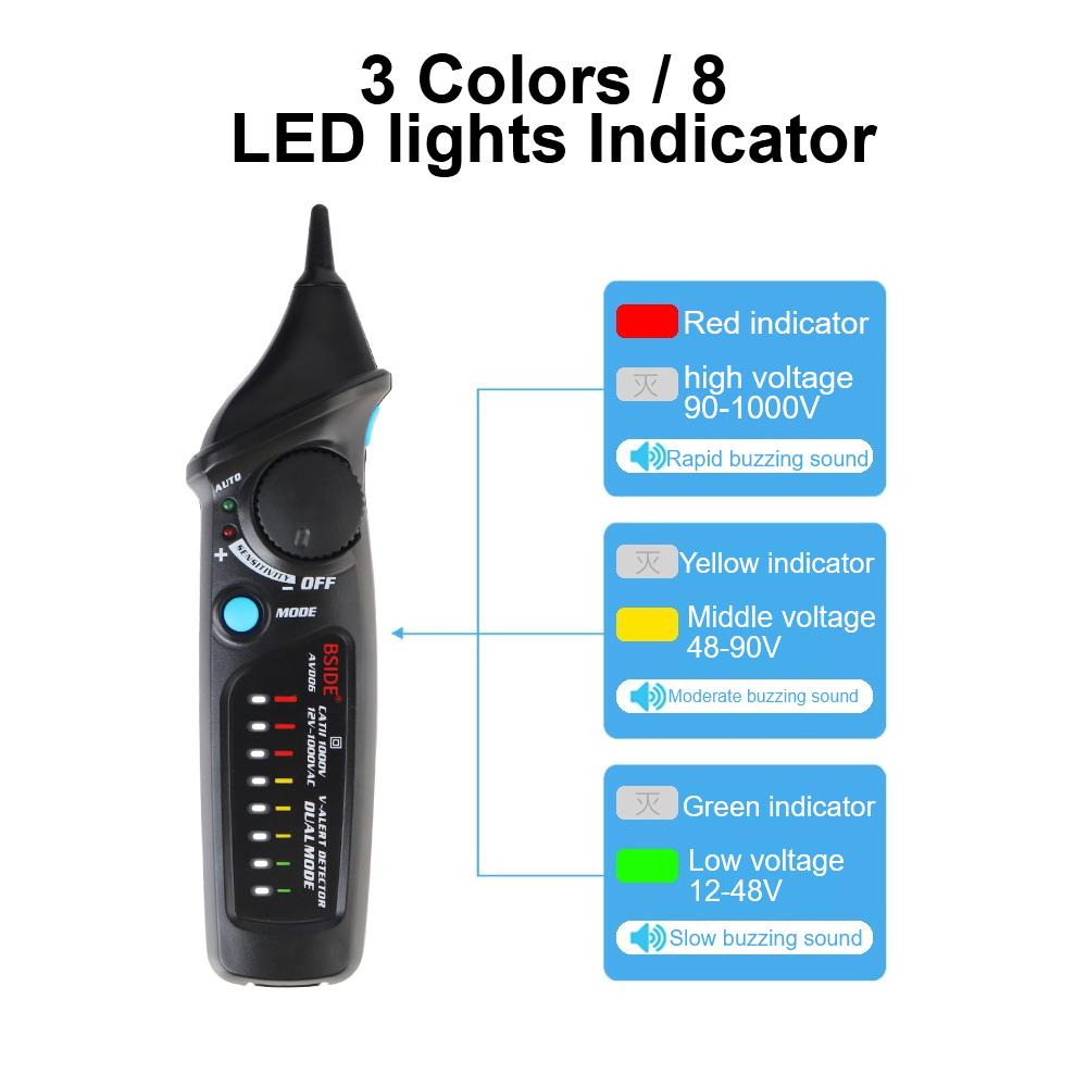 Probe Pen AVD06 12V-1000V Circuit Detector With LED Indicator Buzzer Warning AC Volt Detector AC Voltage Tester Universal