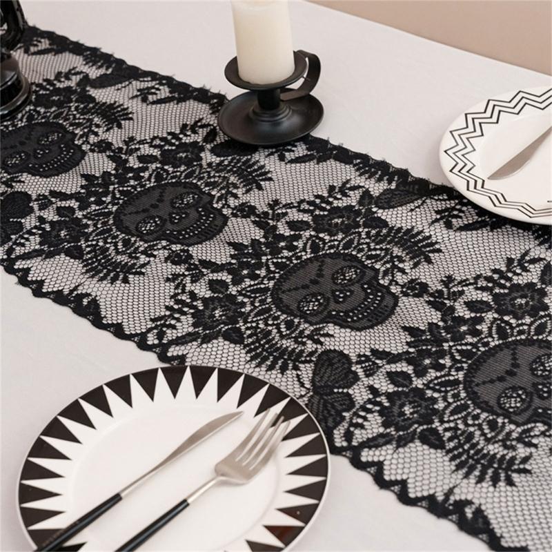 Skull Halloween Table Runner Decorative Lace Perfect For Dining Decoration Party And Seasonal Celebration