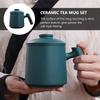1Set Ceramic Tea Mug with Wood Handle and Built-in Stainless Steel Infuser Retro Texture Smooth Finish for Home Office Dorm Tea