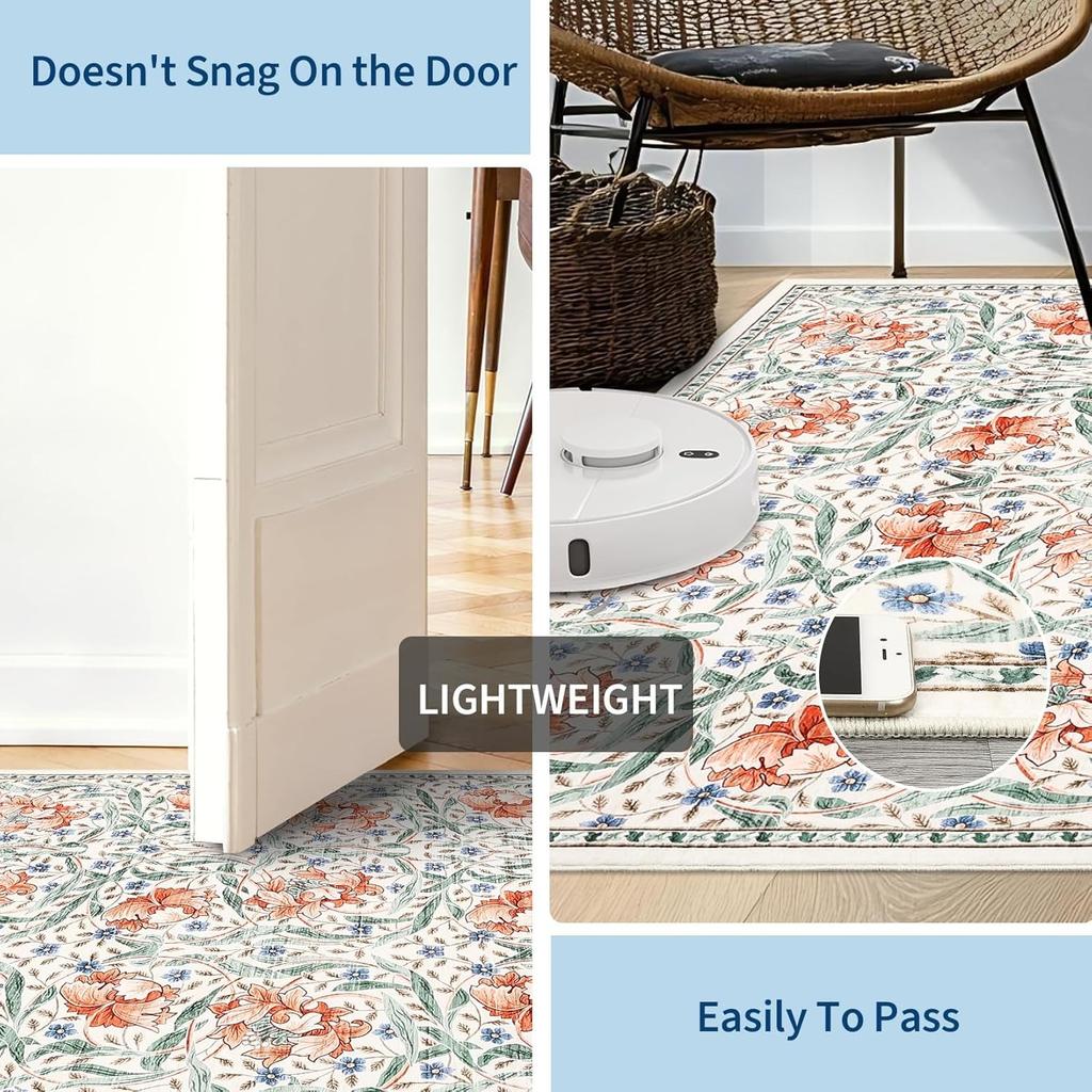 Hallway Runner Rug Soft Floral Kitchen Rugs Washable Non Slip Corridor Long Carpet Bedroom Bedside Bath Laundry Room Floor Mat