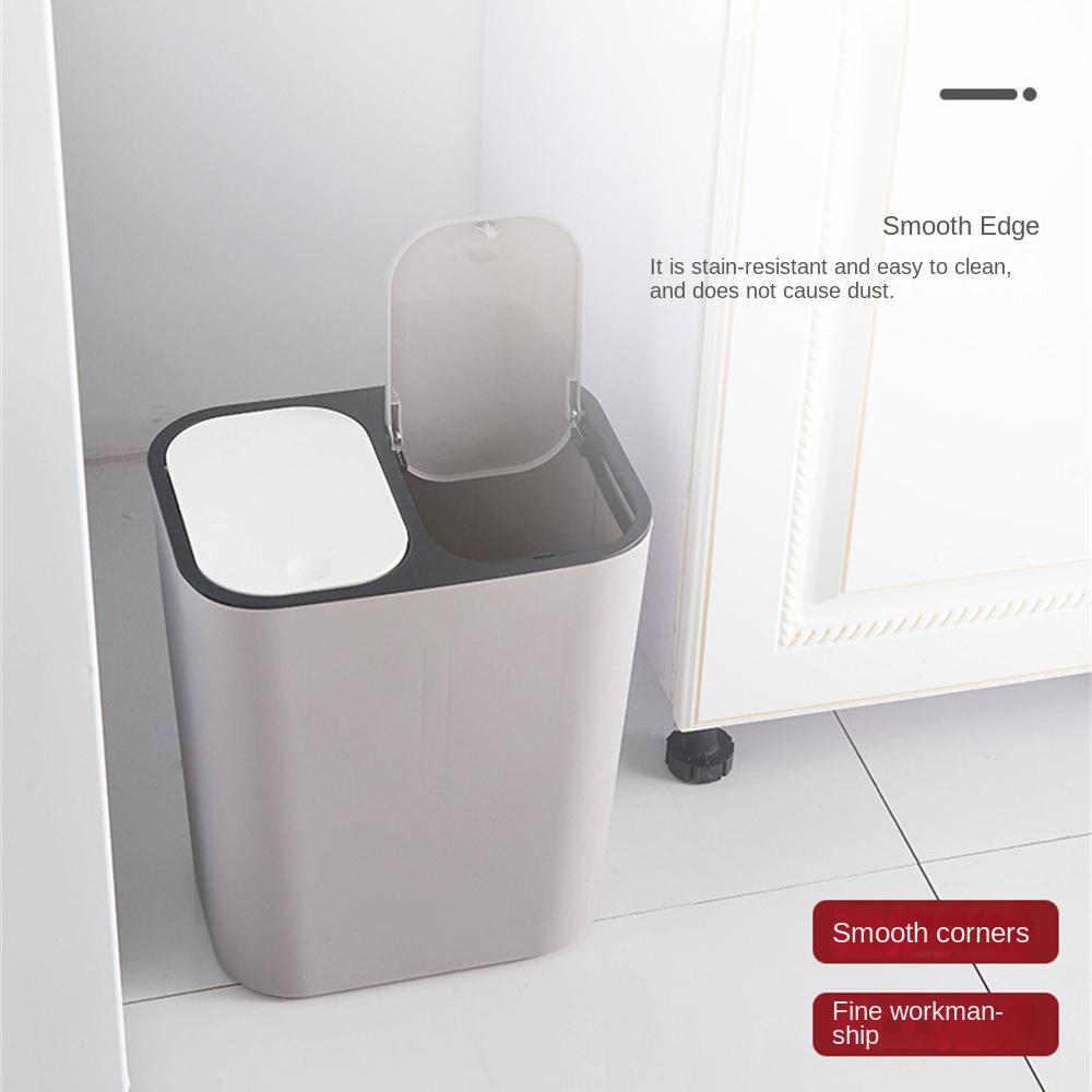 Kitchen Trash Can with Lid Household Classified and Wet Separation Garbage Basket (12L ) Bin Home Wastebasket Bins